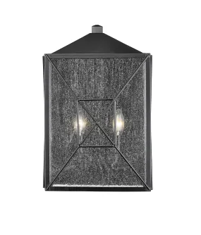 Caswell Outdoor Wall Sconce - Powder Coated Black - Clear Seeded Glass - 7in. Extension - E26 Candelabra Base