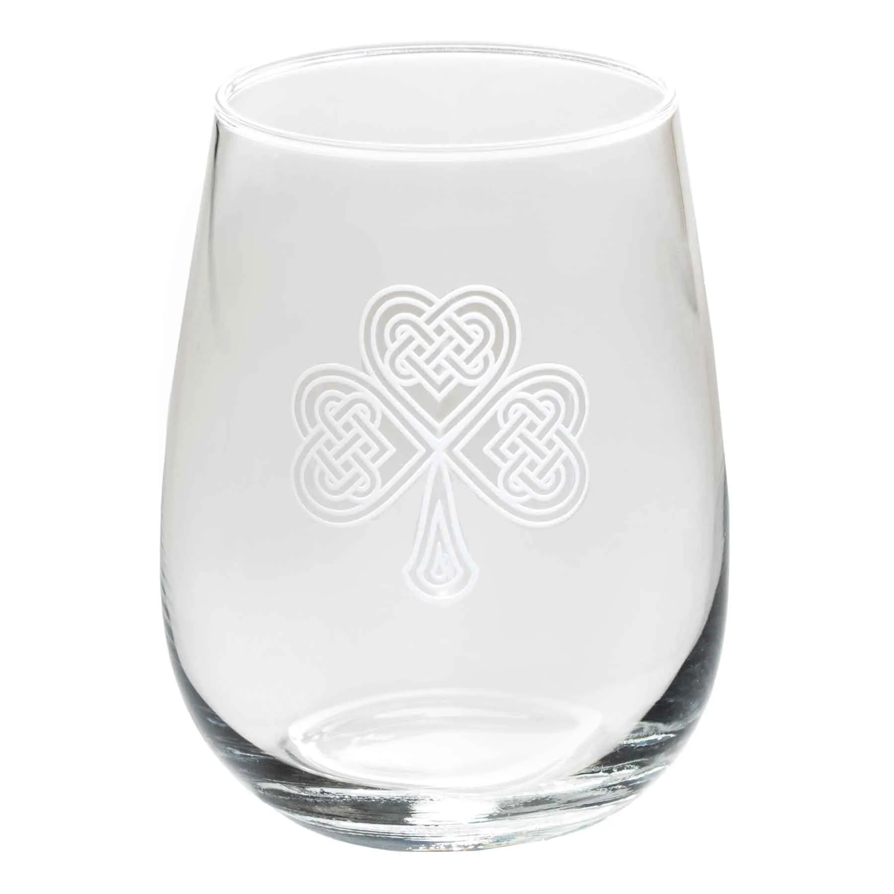 Celtic Knot Shamrock Stemless Wine Glass