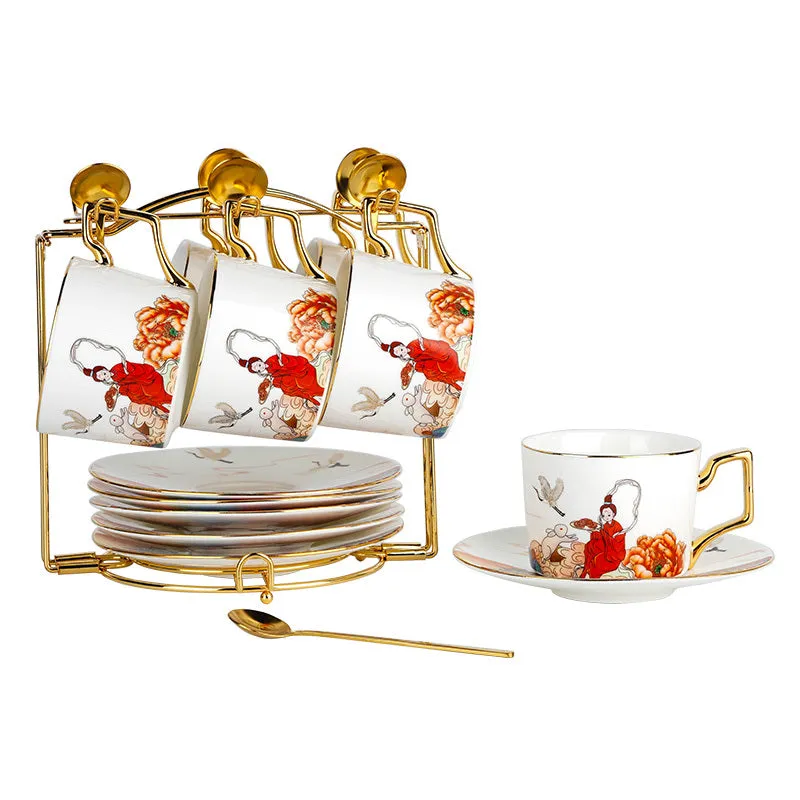 Chinese Afternoon Tea Cup Ceramic Coffee Cup Saucer Set