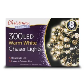 Christmas Sparkle Indoor and Outdoor Chaser Lights x 300 Warm White LEDs - Mains Operated