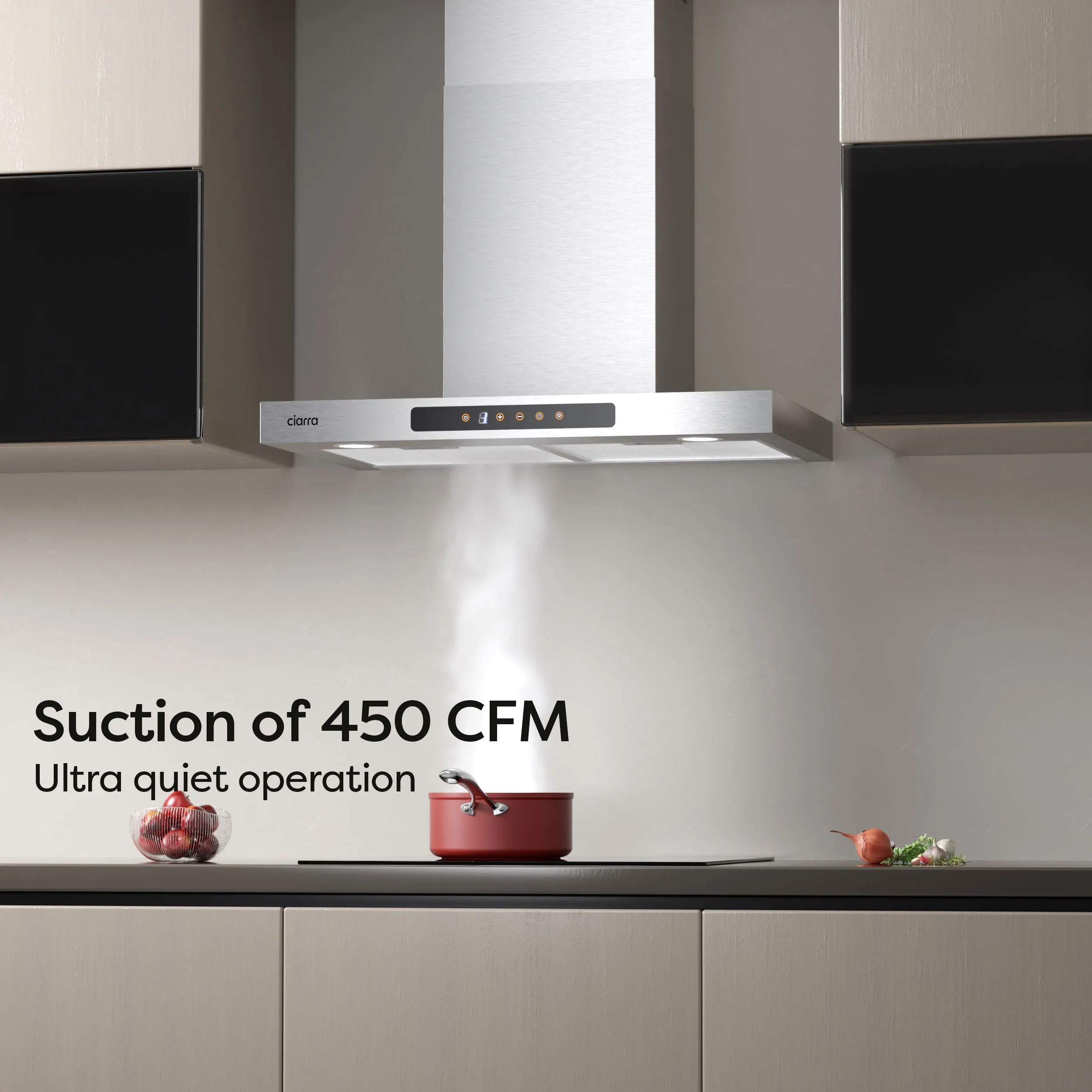 CIARRA 29 Inch Wall Mount Range Hood With 3-Speed Extraction CAS75102-OW