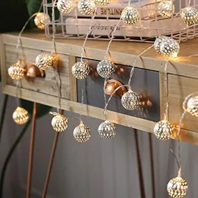 CITRA Led Metal Ball String Light for Home Decoration for Home,Office, Diwali, Eid & Christmas Decoration (Golden Ball Warm White)