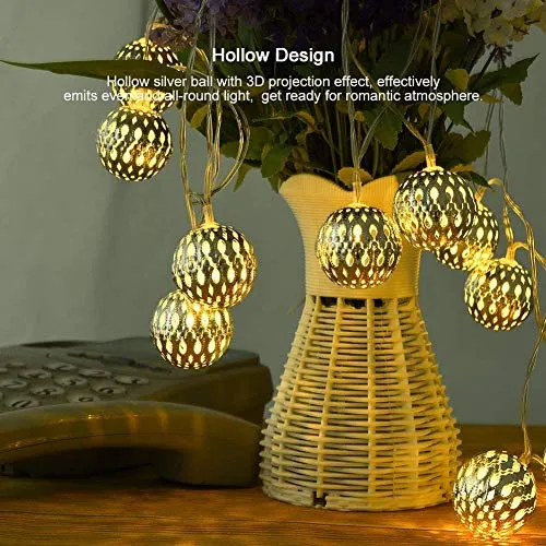 CITRA Led Metal Ball String Light for Home Decoration for Home,Office, Diwali, Eid & Christmas Decoration (Golden Ball Warm White)