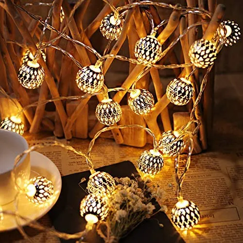 CITRA Led Metal Ball String Light for Home Decoration for Home,Office, Diwali, Eid & Christmas Decoration (Golden Ball Warm White)