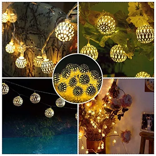 CITRA Led Metal Ball String Light for Home Decoration for Home,Office, Diwali, Eid & Christmas Decoration (Golden Ball Warm White)