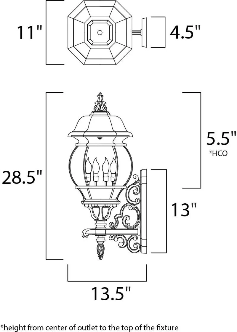 Crown Hill 11" 4 Light Outdoor Wall Mount in Black