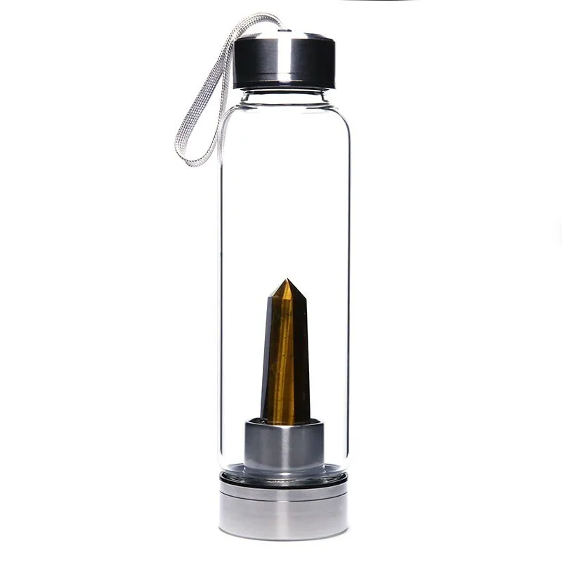 Crystal Water Bottle Choose From 12 Different Natural Quartz Stones Unique Sports Bottle Speak Healing Words Into Your Water 500ml Stainless Steel