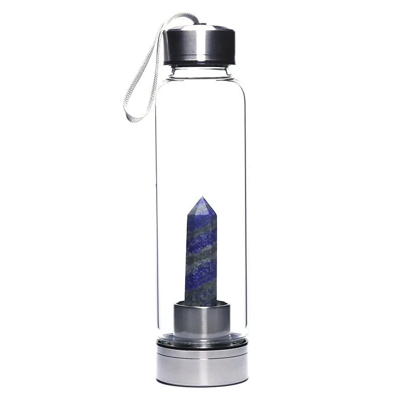 Crystal Water Bottle Choose From 12 Different Natural Quartz Stones Unique Sports Bottle Speak Healing Words Into Your Water 500ml Stainless Steel