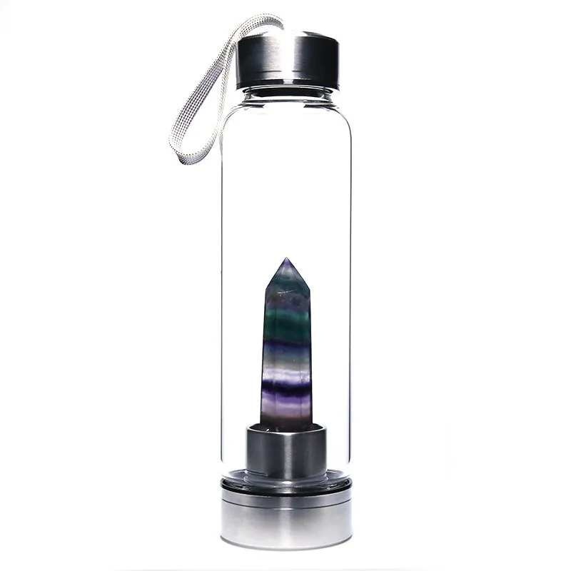 Crystal Water Bottle Choose From 12 Different Natural Quartz Stones Unique Sports Bottle Speak Healing Words Into Your Water 500ml Stainless Steel