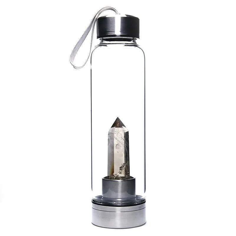 Crystal Water Bottle Choose From 12 Different Natural Quartz Stones Unique Sports Bottle Speak Healing Words Into Your Water 500ml Stainless Steel