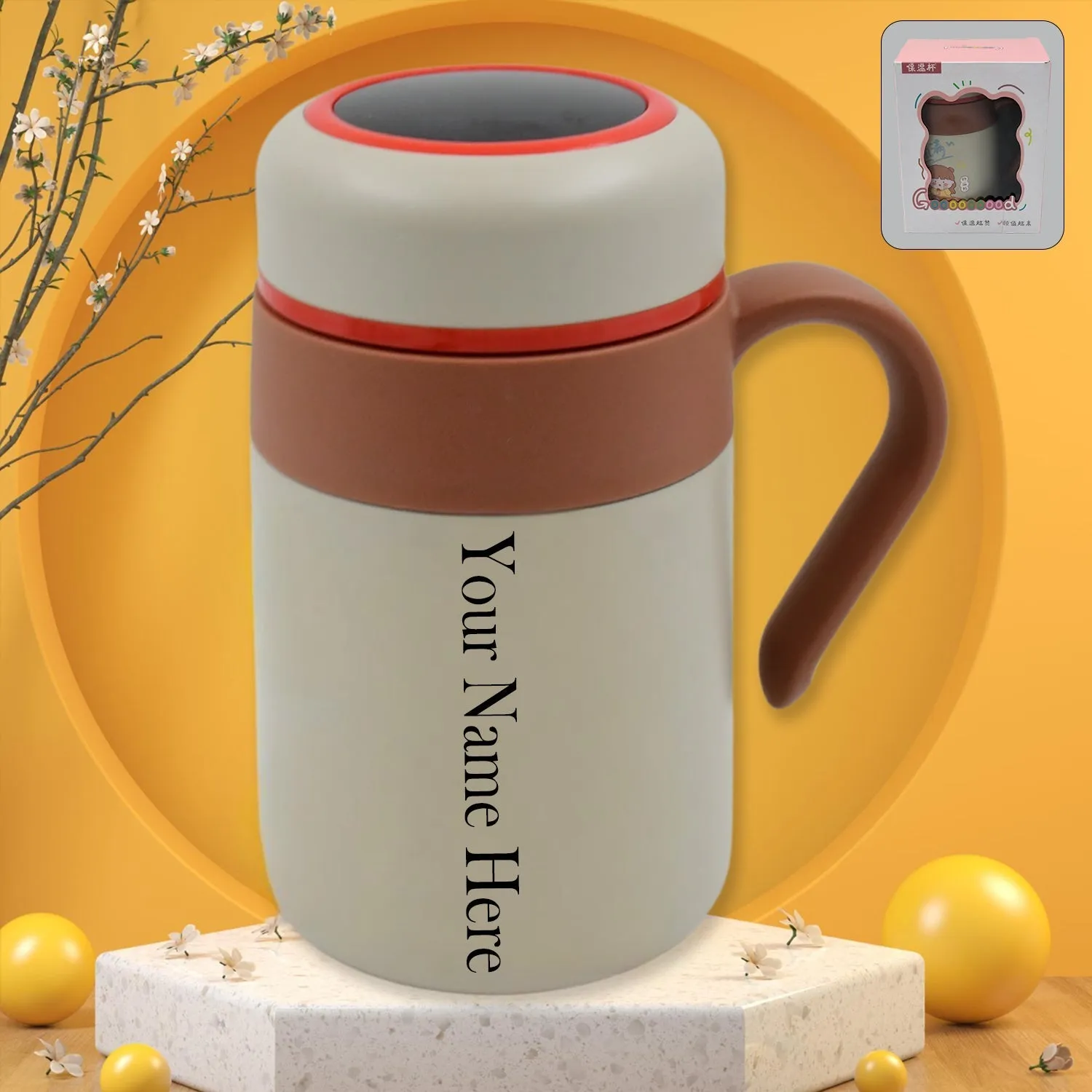 Customize Stainless Steel Mug / Bottle Vacuum Insulated Cup with Handle & Small cup (550 ML)