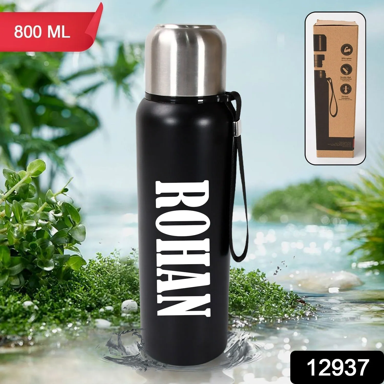 Customize Stainless Steel Water Bottle, Fridge Water Bottle, Stainless Steel Water Bottle Leak Proof, Rust Proof, Cold & Hot Thermos steel Bottle| Leak Proof | Office Bottle | Gym | Home | Kitchen | Hiking | Trekking | Travel Bottle (800ML)