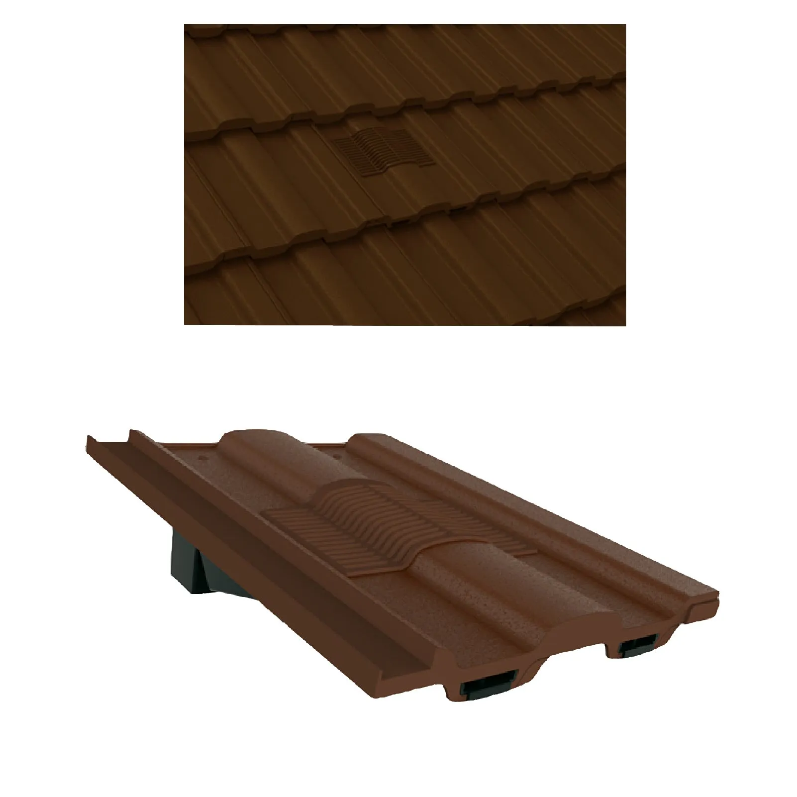 Dark Brown Castellated Roof Tile Vent & Adapter for Marley Ludlow Redland