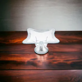 Decorative Pedestal Bowl with Genuine Silver Leaf Pattern