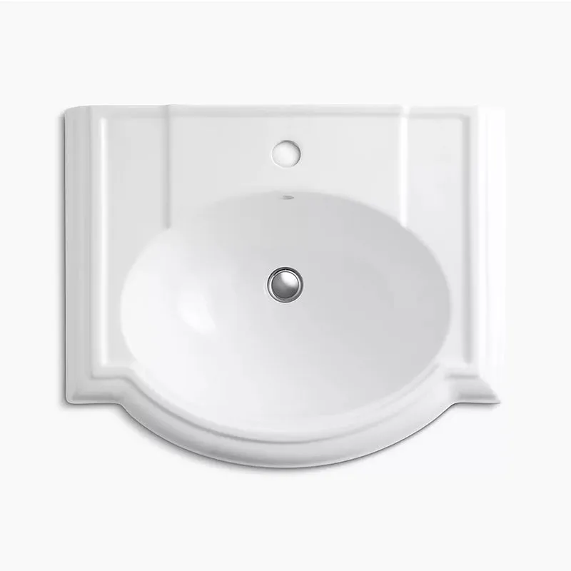 Devonshire 19.75" x 24.13" x 9" Vitreous China Pedestal Top Bathroom Sink in White - 1 Faucet Hole