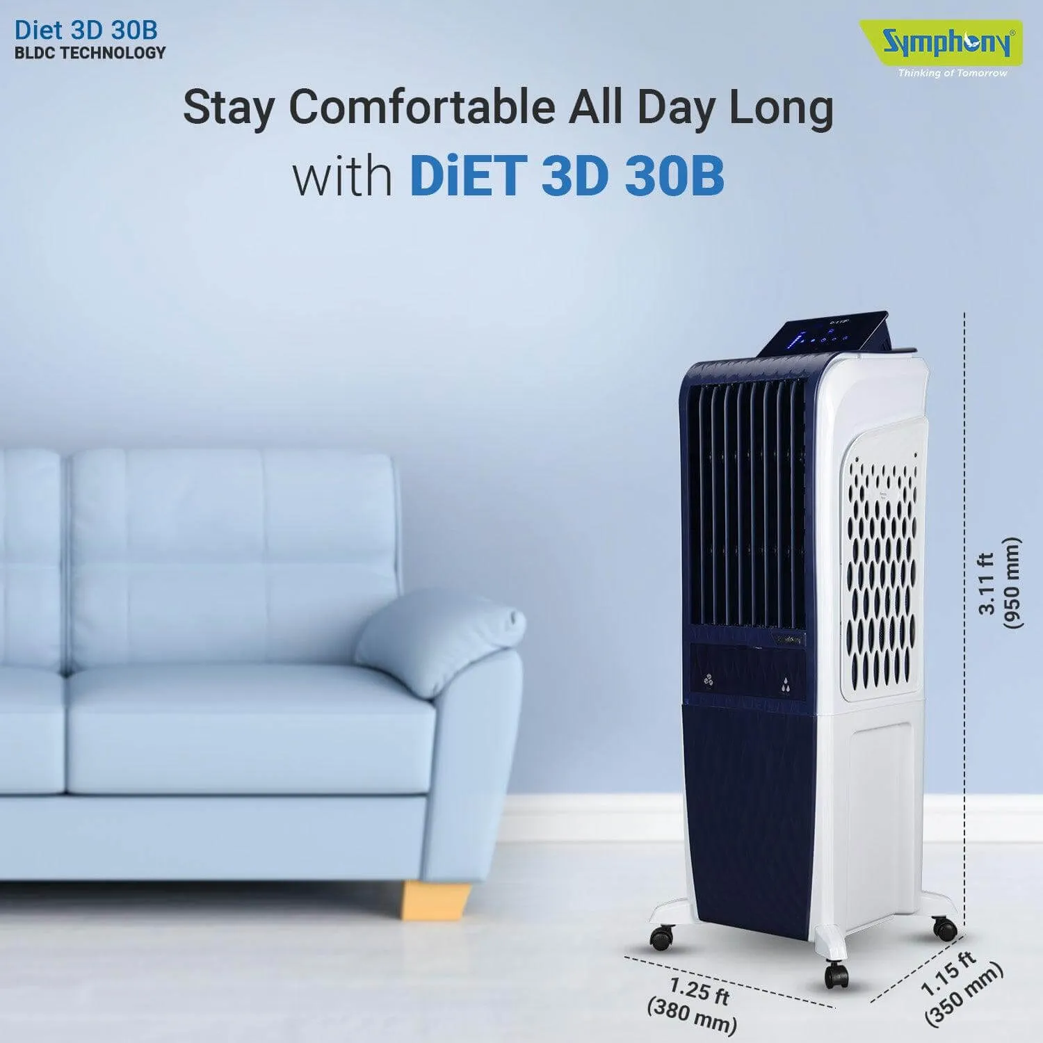 Diet 3D 30B BLDC Tower Air Cooler 30-litres with Magnetic Remote