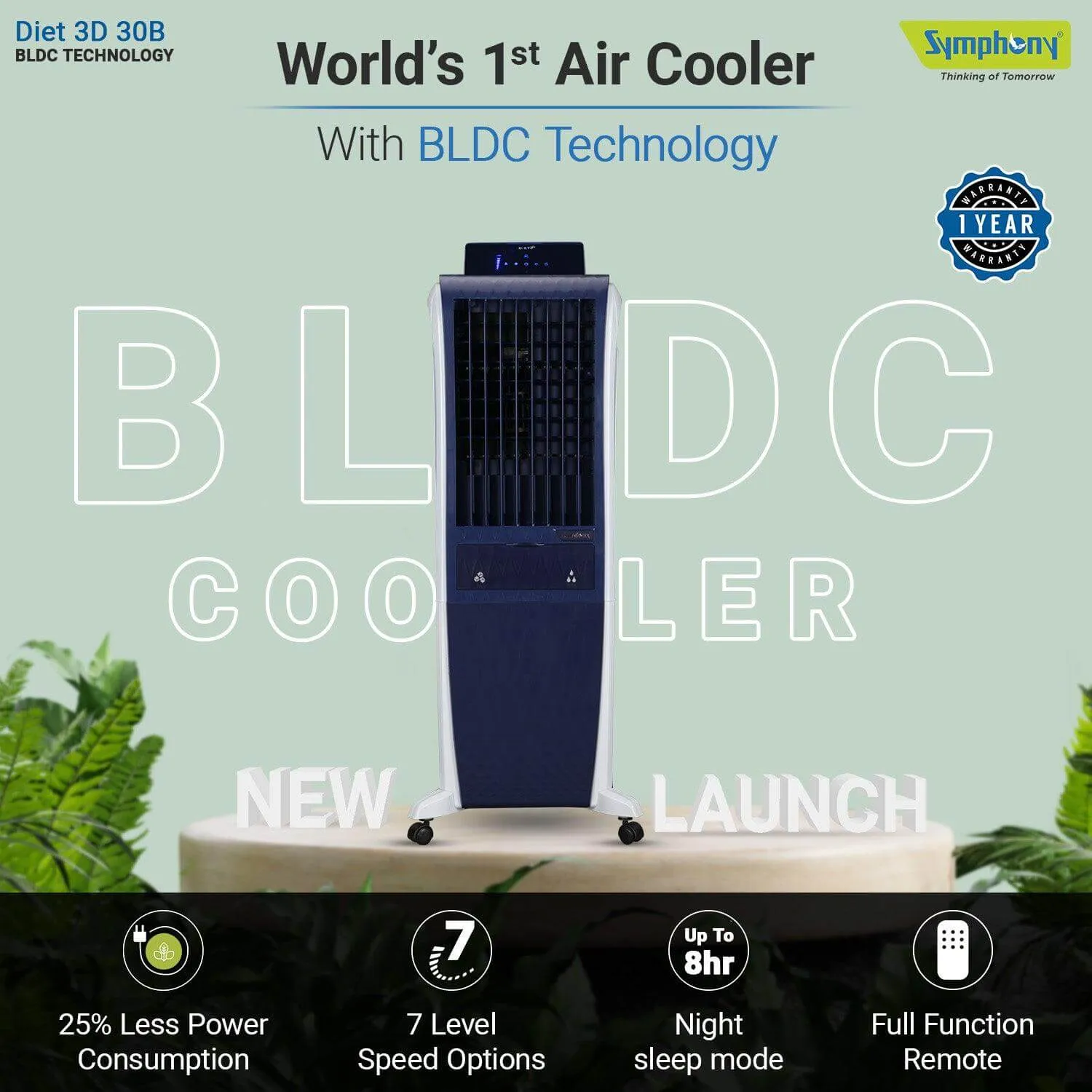 Diet 3D 30B BLDC Tower Air Cooler 30-litres with Magnetic Remote