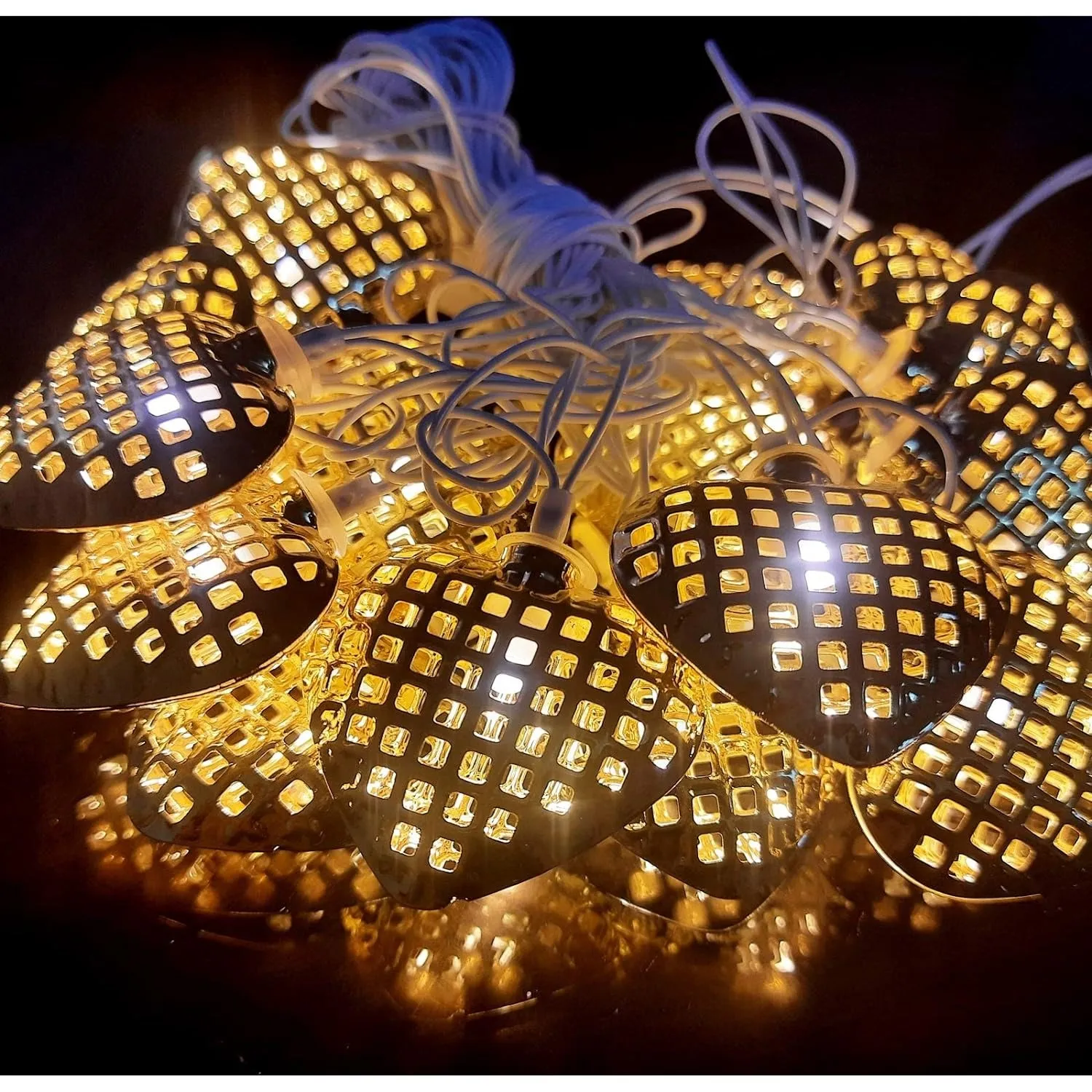 Diwali Lights For Home | Heart/Dil Shaped Metal LED String Light for Home and Outdoor (140inch, 14 star Bulb)