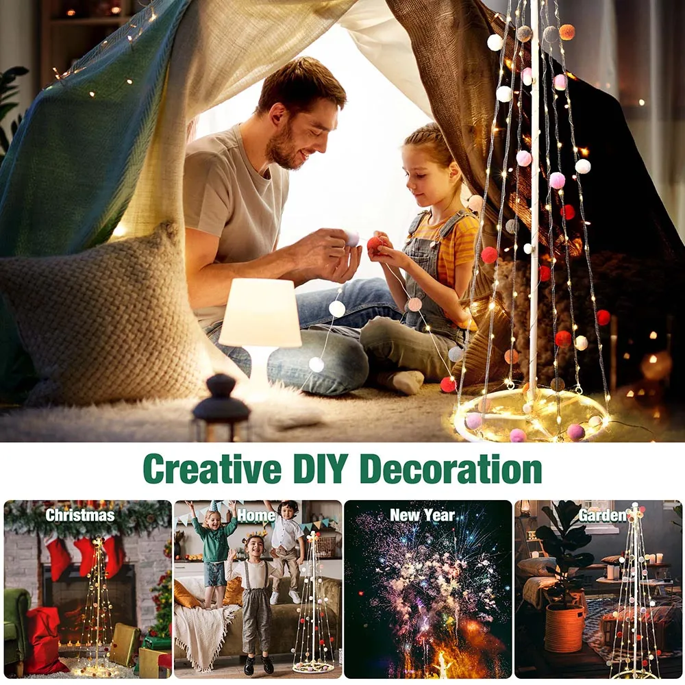 DIY 3ft Pre-lit Cone Christmas Tree Colorful Balls Battery Remote Control