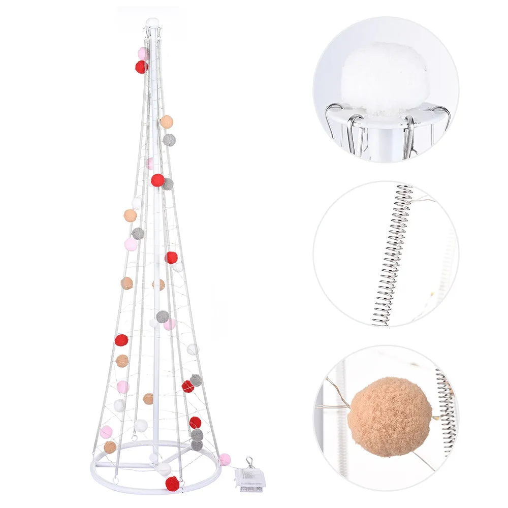 DIY 3ft Pre-lit Cone Christmas Tree Colorful Balls Battery Remote Control