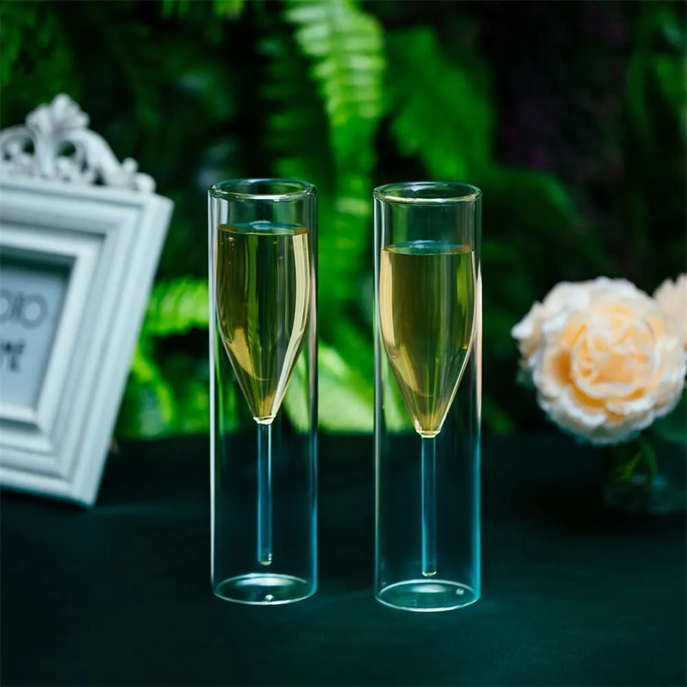 DOUBLE WALLED TRANSPARENT SPARKLING WINE GLASS 150ML - PACK OF 2