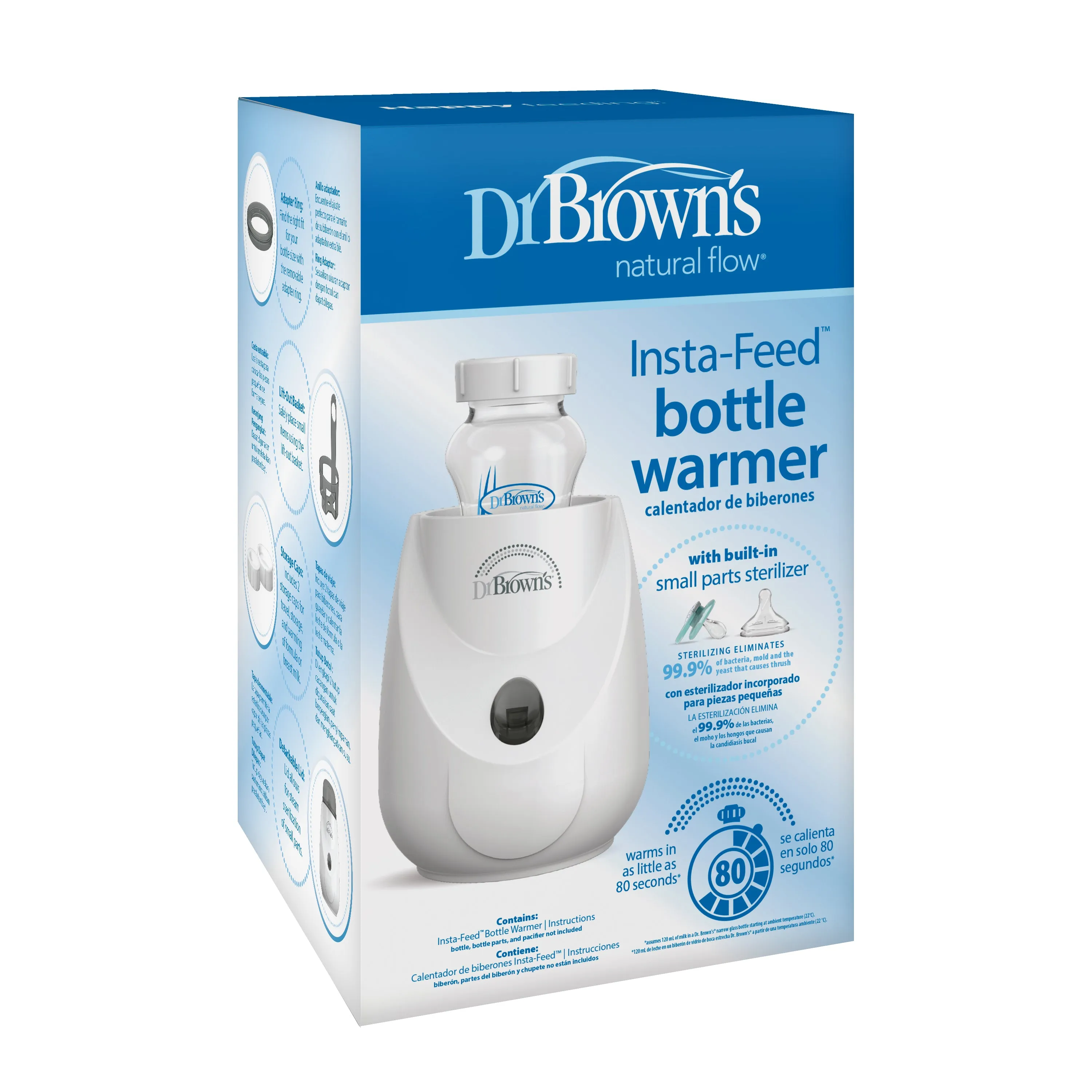 Dr. Brown'S Insta-Feed Bottle Warmer & Sterilizer, E/F Plug, 220-240V Grey & White Birth to 36M