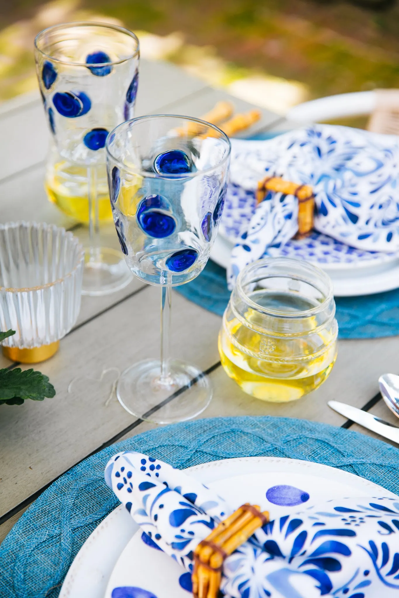 Drop Blue Wine Glass