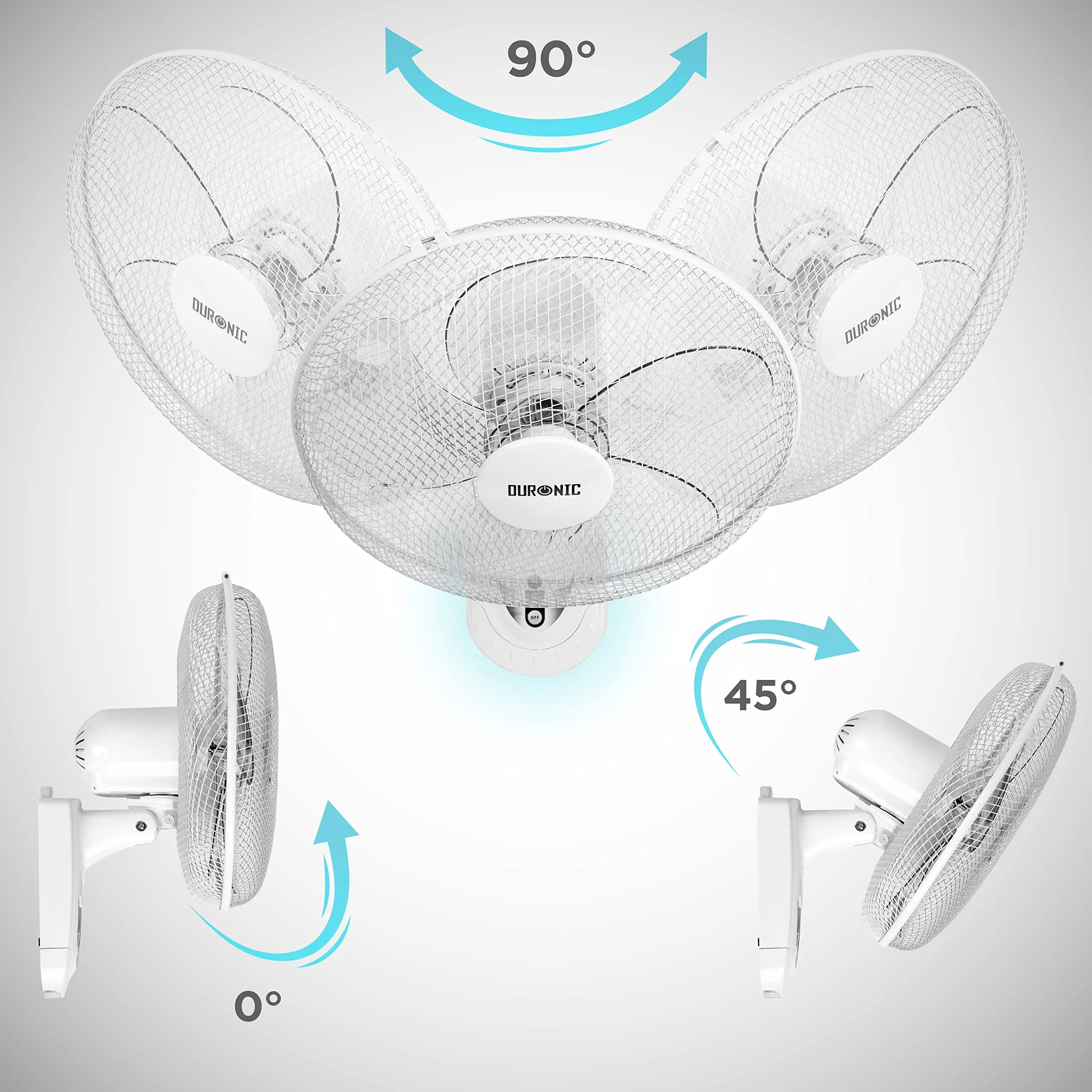 Duronic Wall Fan FN55 WE Wall Mounted Fan with Remote Control, 16 Inch Fan, 3 Speeds, Timer, White Fan with 5 Blades for Ultimate Air Cooling