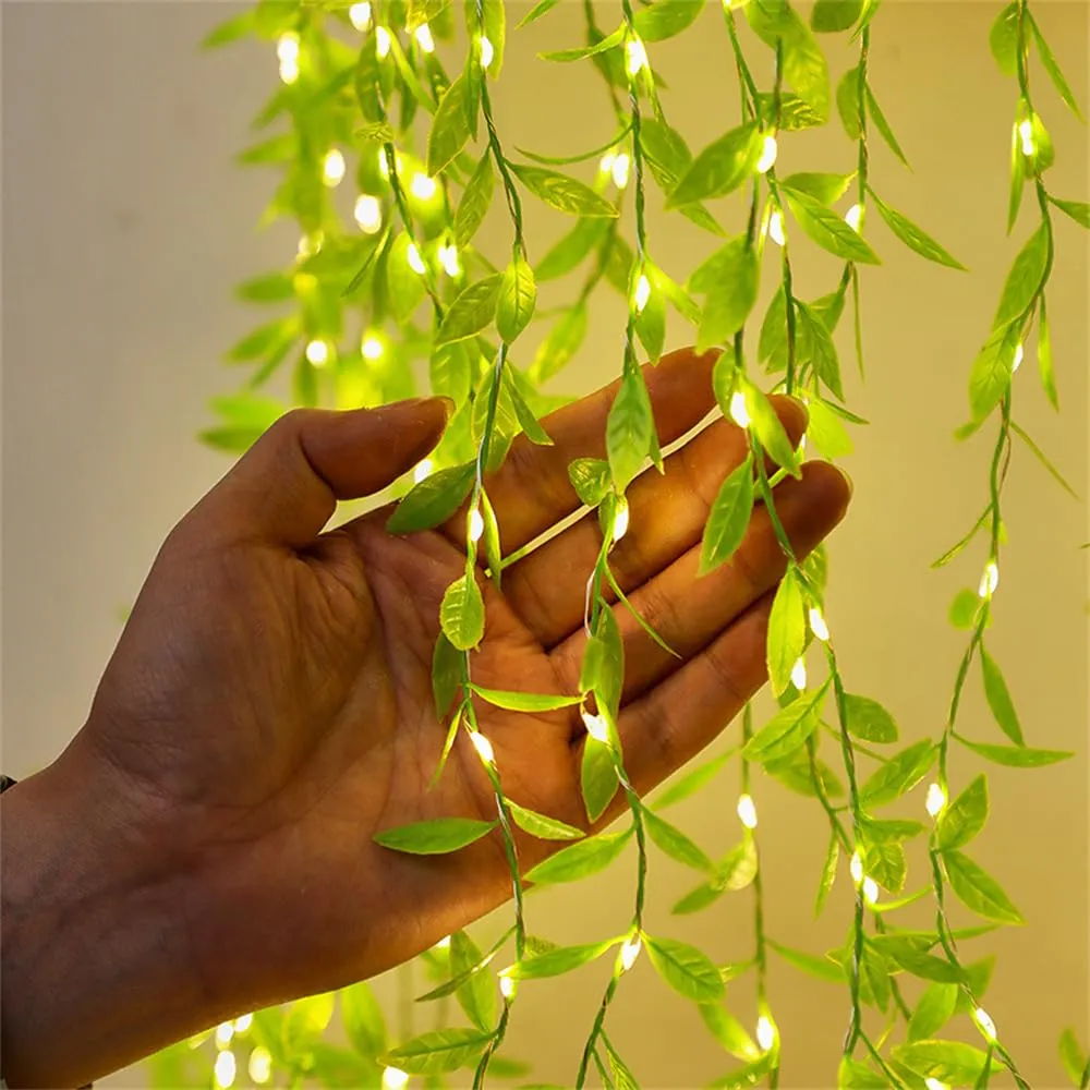 Dwarakesh Enterprises® Artificial Willow Branches Lights Candles Ivy Vines Hanging Garland Candles, Realistic Leaf led Candles 180led Holiday Wedding Party Decor(Warm White)