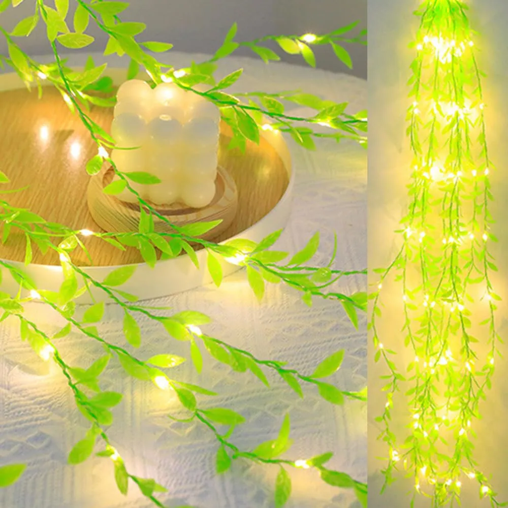 Dwarakesh Enterprises® Artificial Willow Branches Lights Candles Ivy Vines Hanging Garland Candles, Realistic Leaf led Candles 180led Holiday Wedding Party Decor(Warm White)