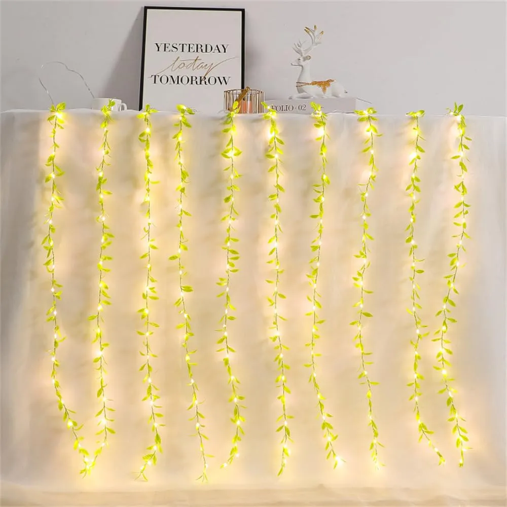 Dwarakesh Enterprises® Artificial Willow Branches Lights Candles Ivy Vines Hanging Garland Candles, Realistic Leaf led Candles 180led Holiday Wedding Party Decor(Warm White)