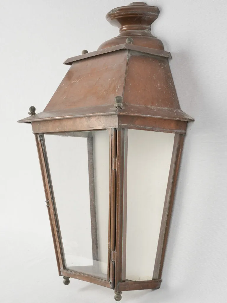 Early 20th century French copper wall sconce lantern 25¼" x 15"