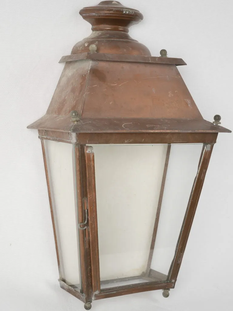 Early 20th century French copper wall sconce lantern 25¼" x 15"