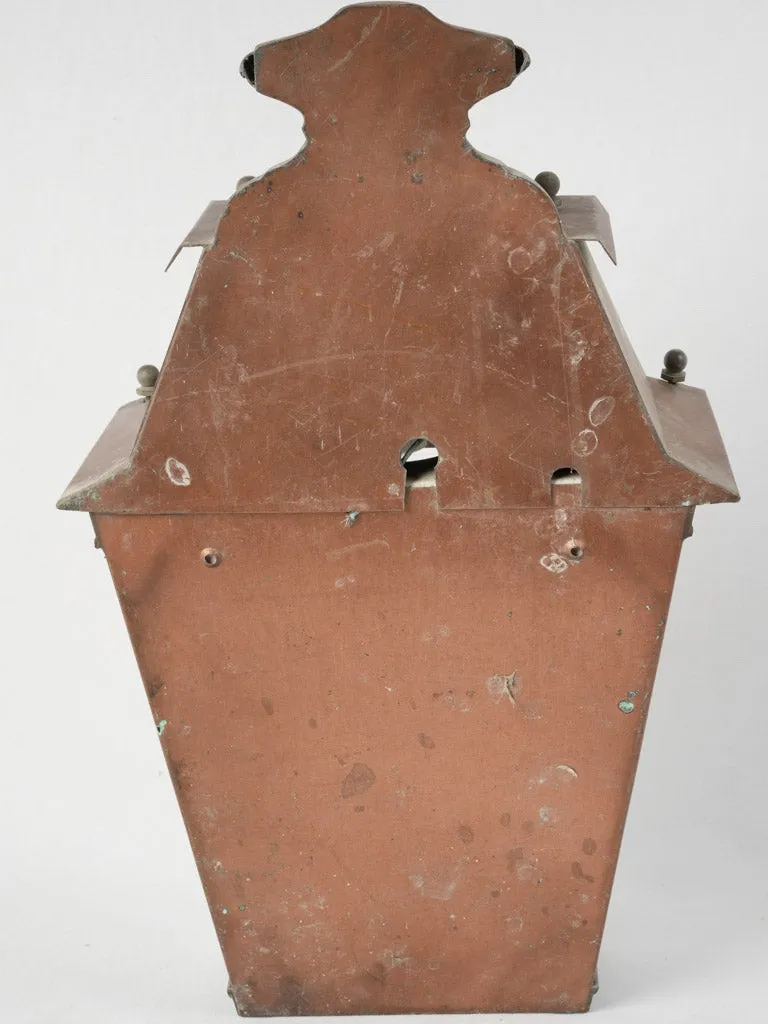 Early 20th century French copper wall sconce lantern 25¼" x 15"