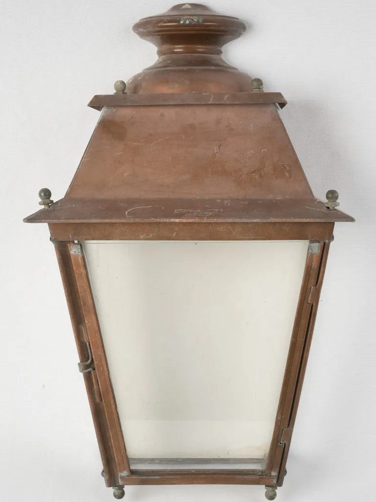 Early 20th century French copper wall sconce lantern 25¼" x 15"