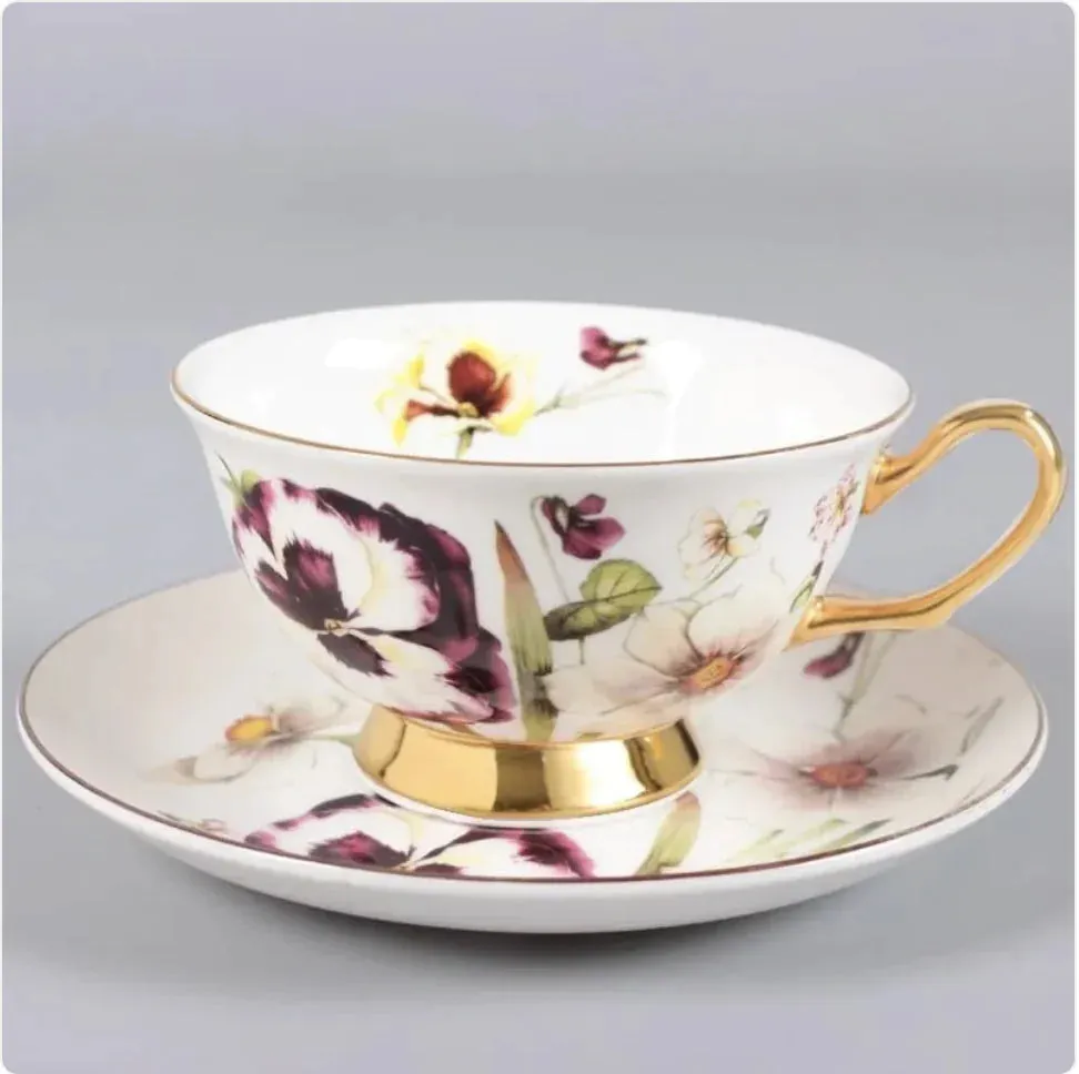 Elegant Bone China Tea & Coffee Cup with Saucer