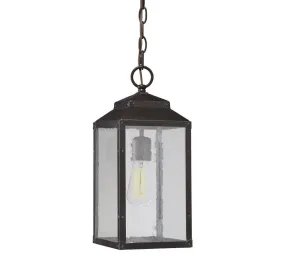 English Bronze Seeded Glass Outdoor Hanging Lantern