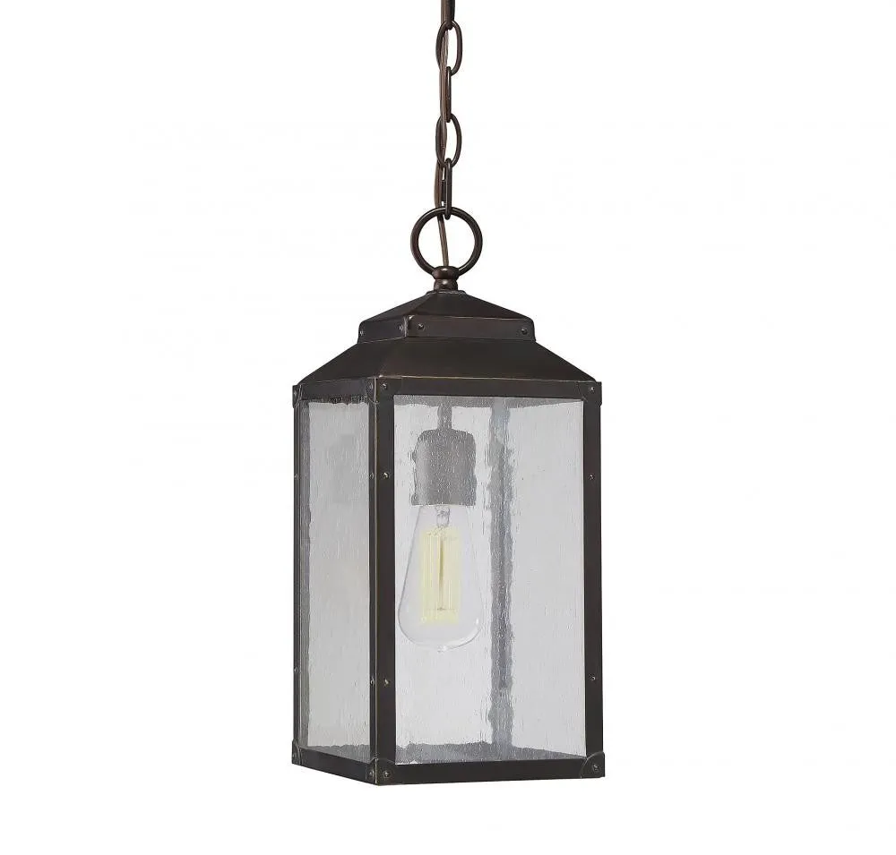 English Bronze Seeded Glass Outdoor Hanging Lantern