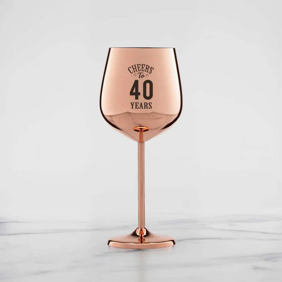 Engraved Wine Glasses Unbreakable Stainless Steel Wine Glass Copper Finish Goblets - Cheers to Years