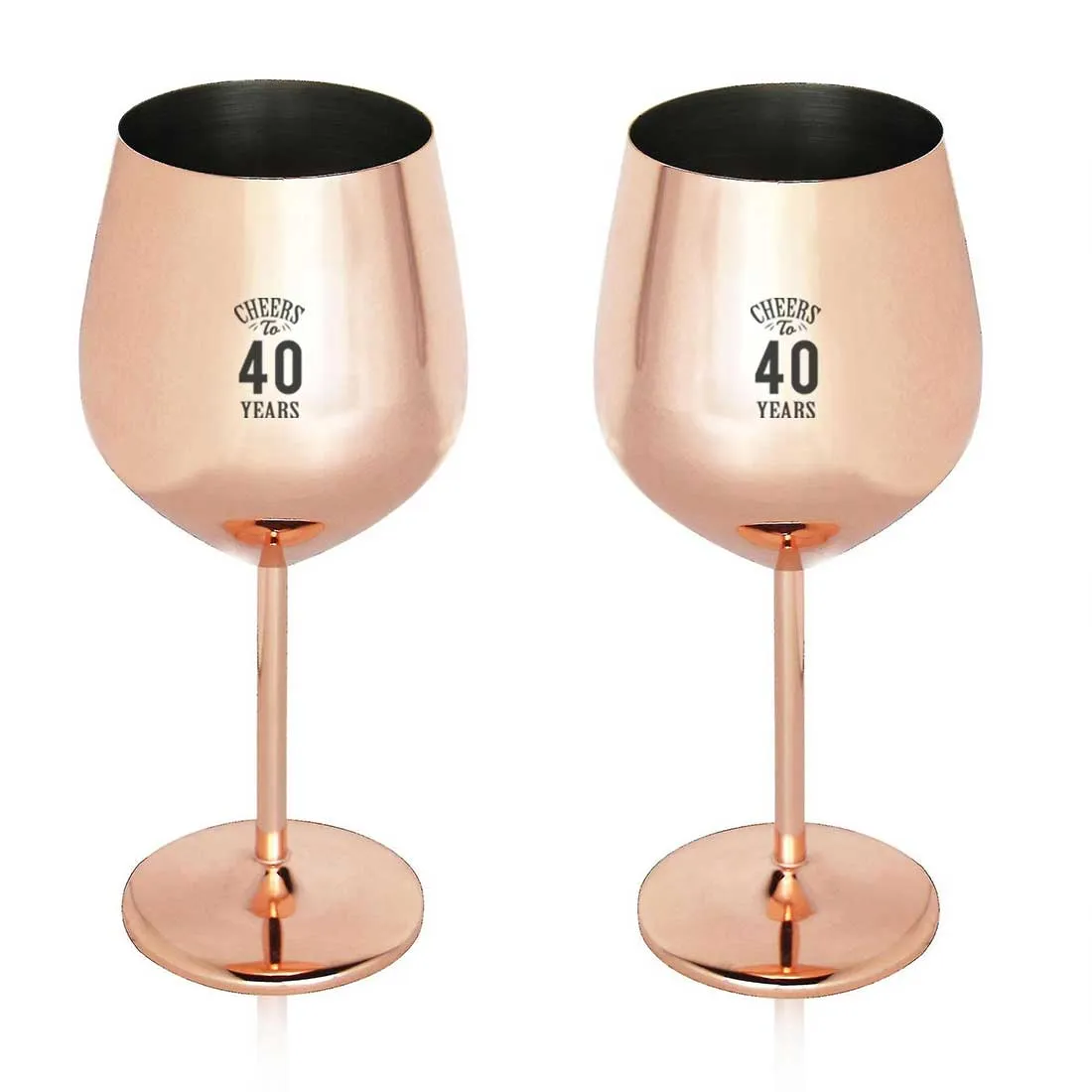 Engraved Wine Glasses Unbreakable Stainless Steel Wine Glass Copper Finish Goblets - Cheers to Years