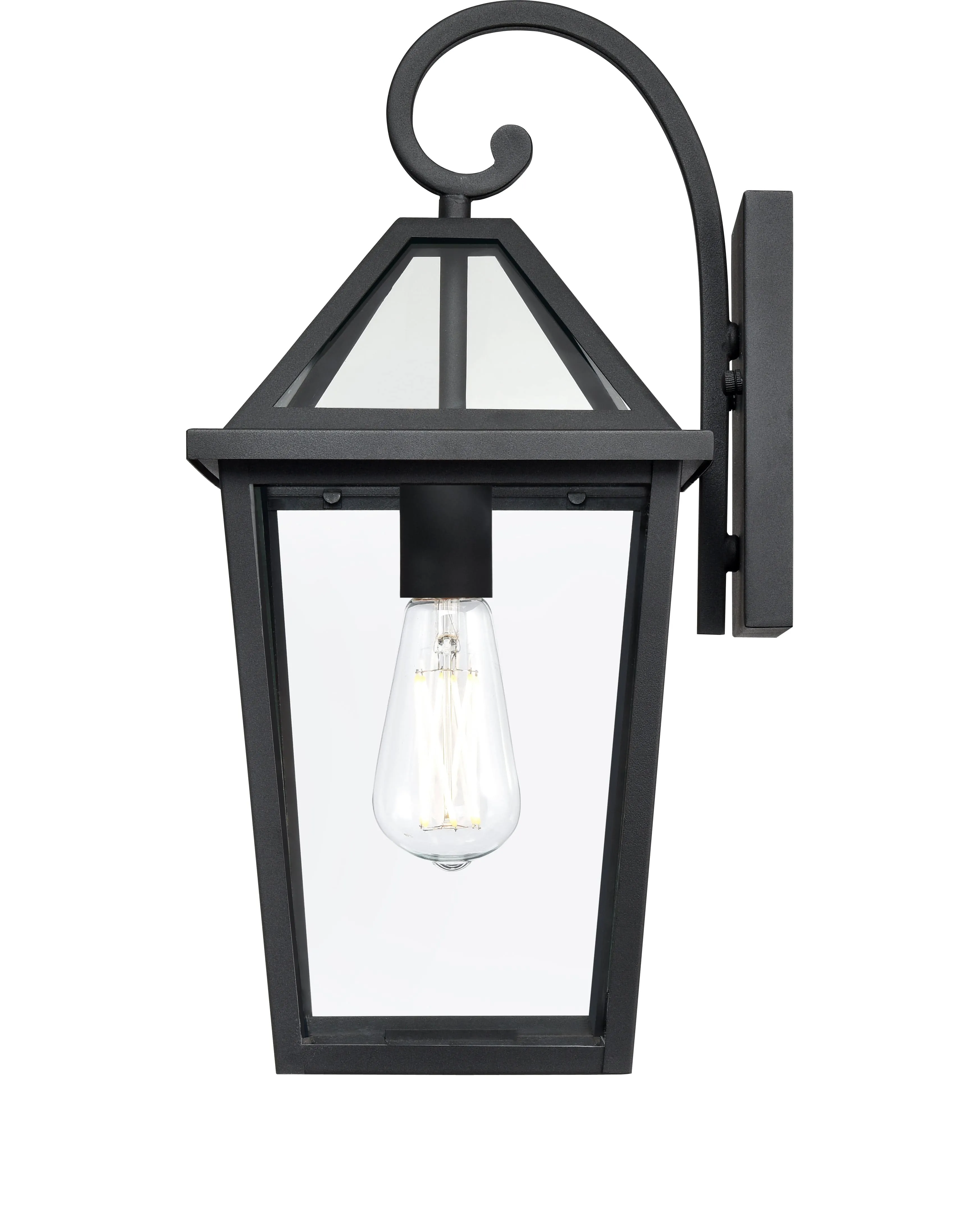 Eston Outdoor Wall Sconce - Textured Black - Clear Glass - 9.5in. Extension - E26 Medium Base