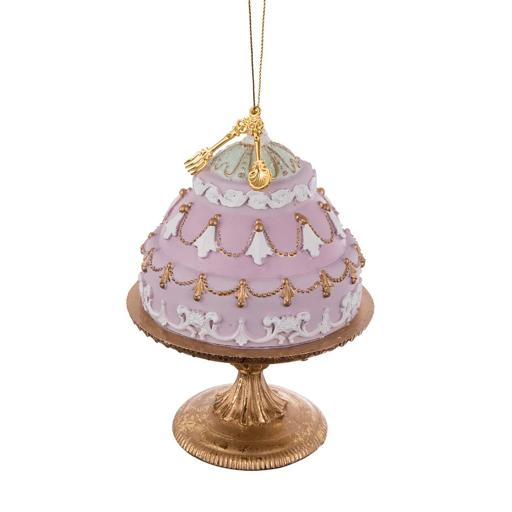 Fancy Cake on Pedestal Ornament - Lilac