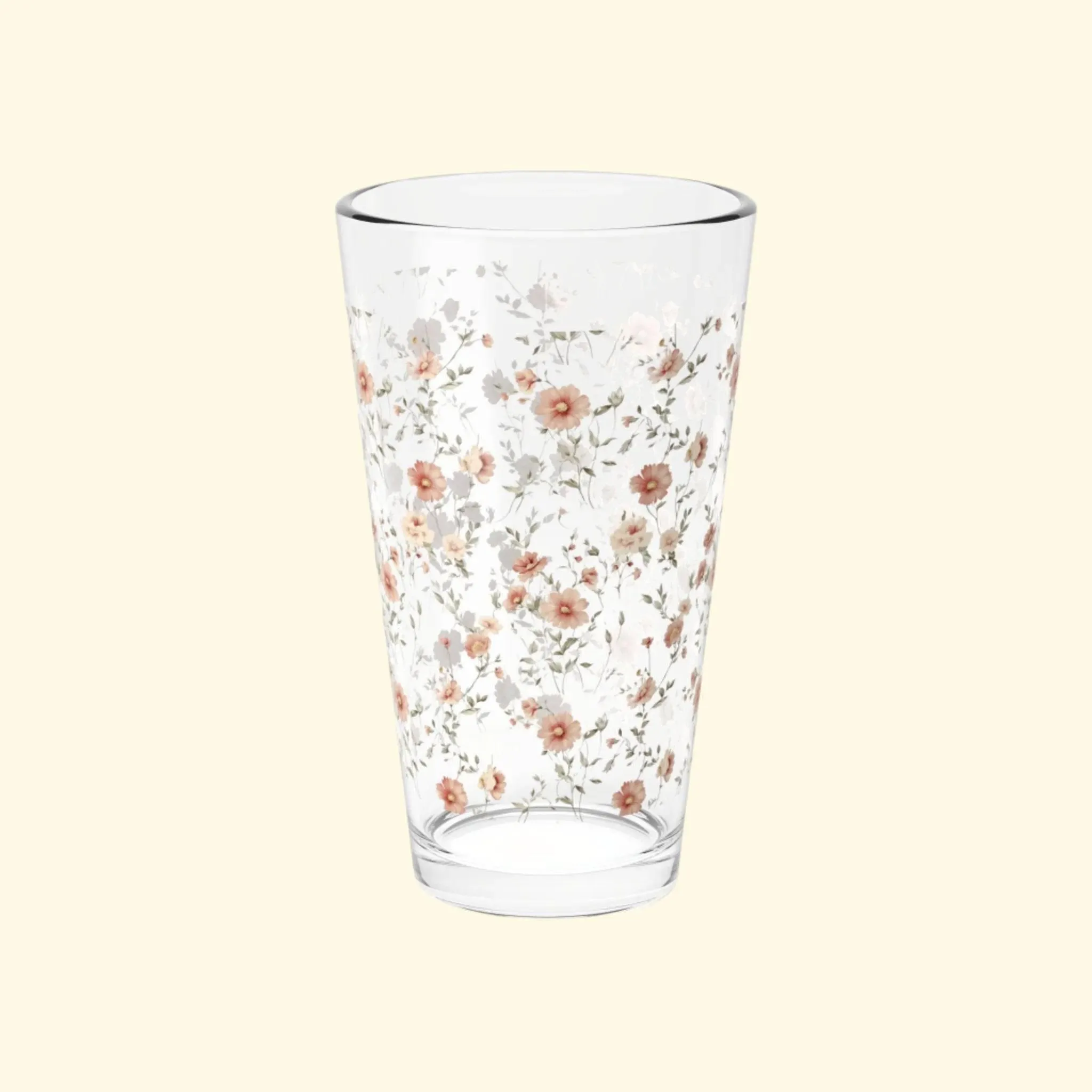 Floral Mixing Glass - 16oz Decorative Beverage Cup