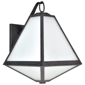 Glacier 3-Light Outdoor Wall Mount in Black Charcoal with White Opal Panels Glass