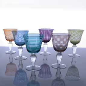 Glass Carved Wine Set of 6 (Multi)