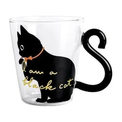 Glass Water Cup With Cute Cat Design