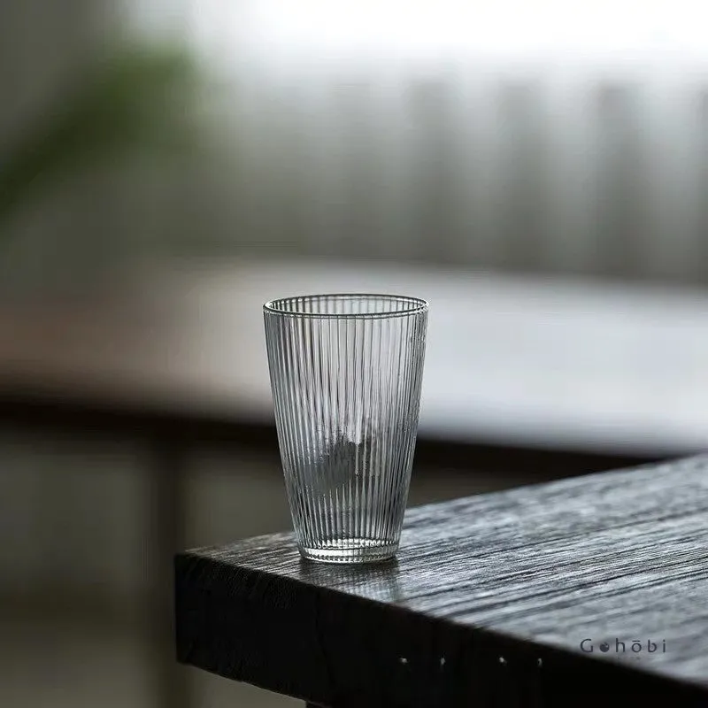 Gohobi Japanese Style Handmade Striped Glass Tea Cup