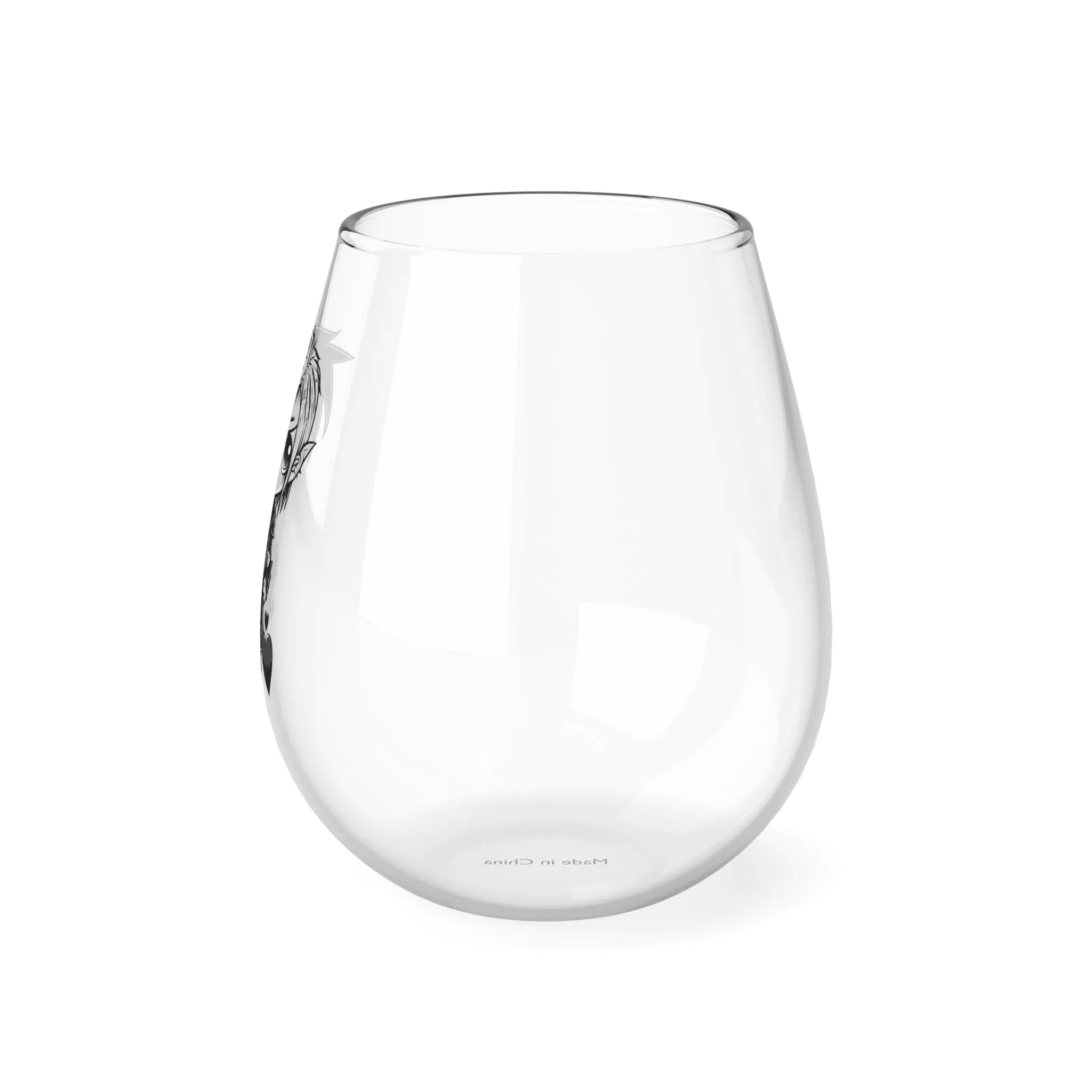 Goth Boy Heart Stemless Wine Glass, 11.75oz