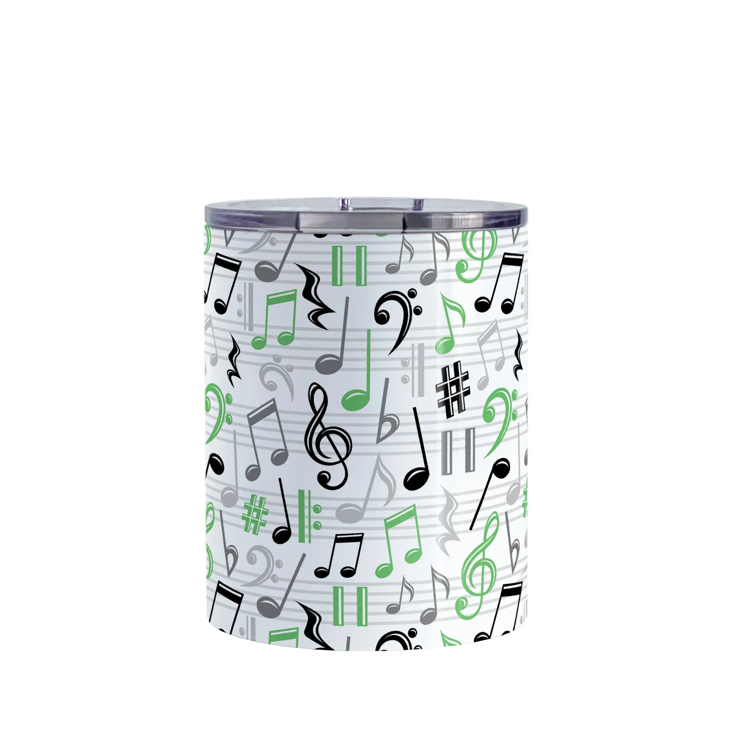 Green Music Notes Pattern Tumbler Cup