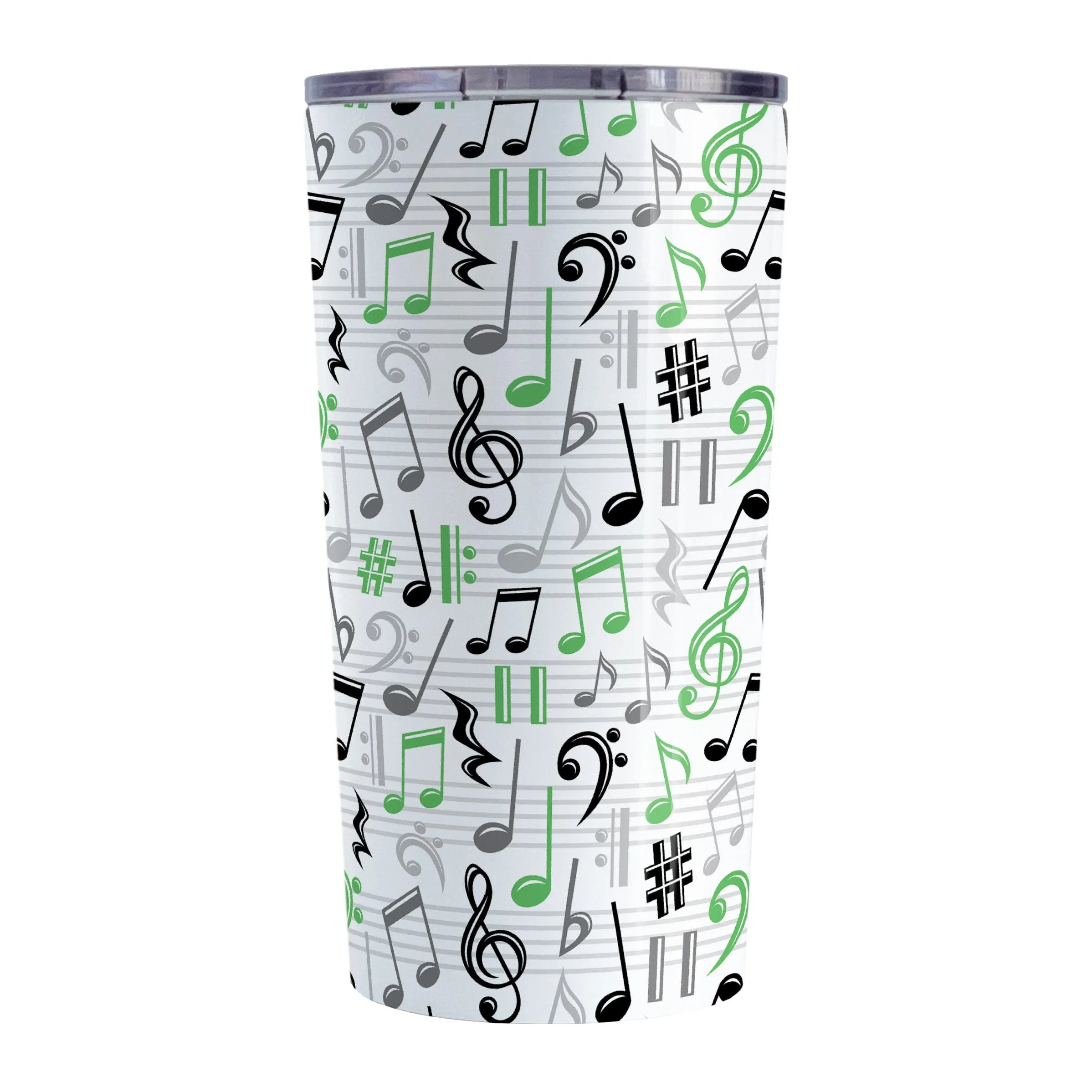 Green Music Notes Pattern Tumbler Cup